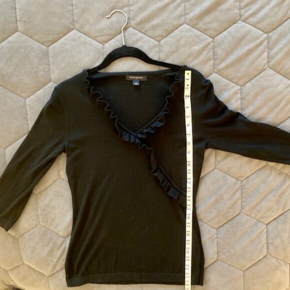 Banana Republic Black Classic Crossover Ruffle Sweater - Size S - Picture 7 of 7